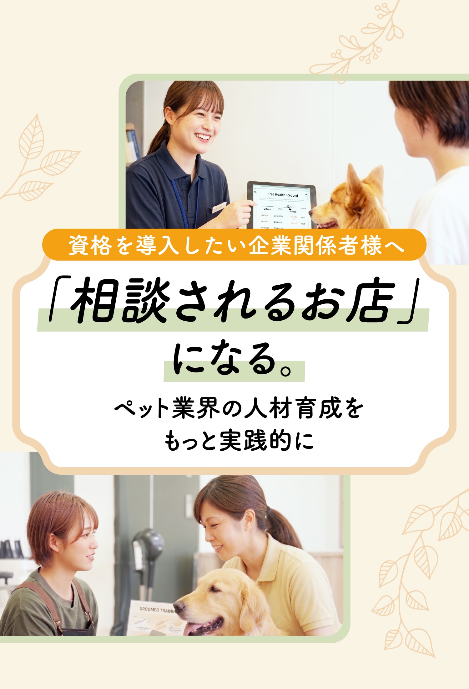 資格を導入したい企業関係者様へ 「相談されるお店」になる。ペット業界の人材育成をもっと実践的に